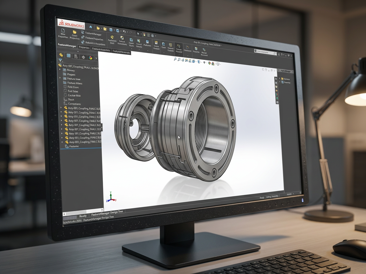 CAD software showing a 3D mechanical part model
