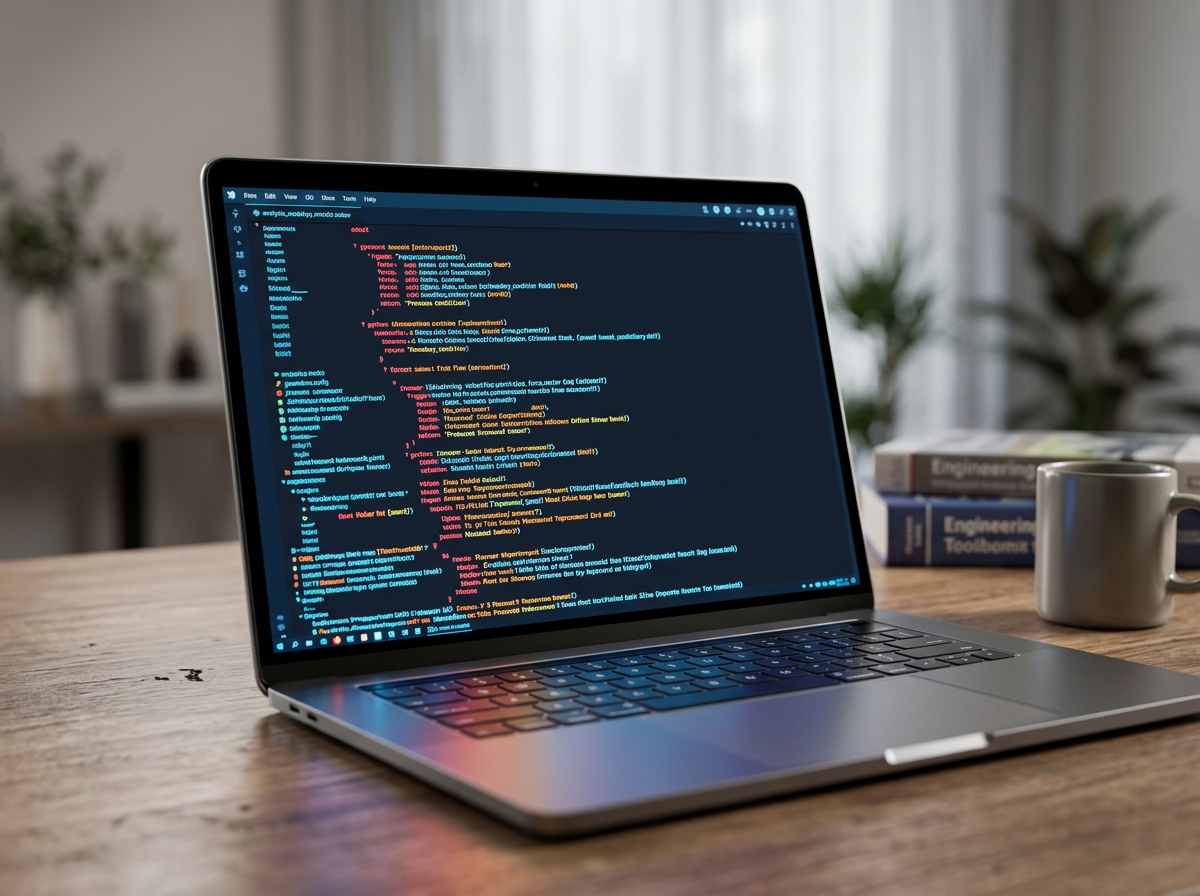 Code editor open on a laptop screen
